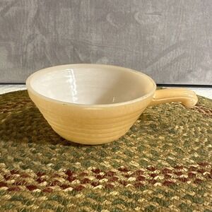 Vtg Fire King Anchor Hocking Oven Ware Handled Peach Luster Beehive Soup Bowl‎